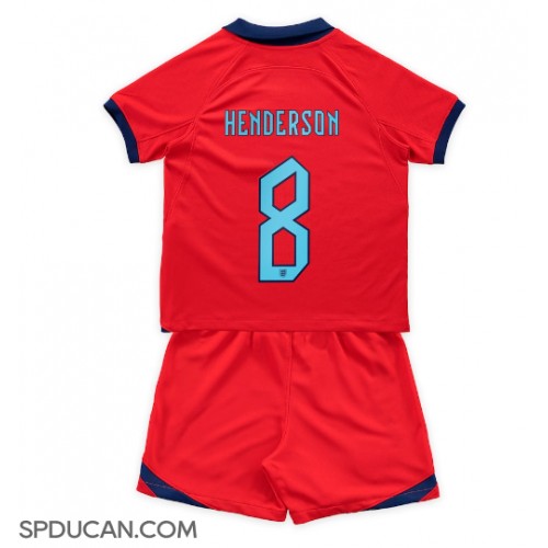Dječji Nogometni Dres Engleska Jordan Henderson #8 Gostujuci SP 2022 Kratak Rukav (+ Kratke hlače)